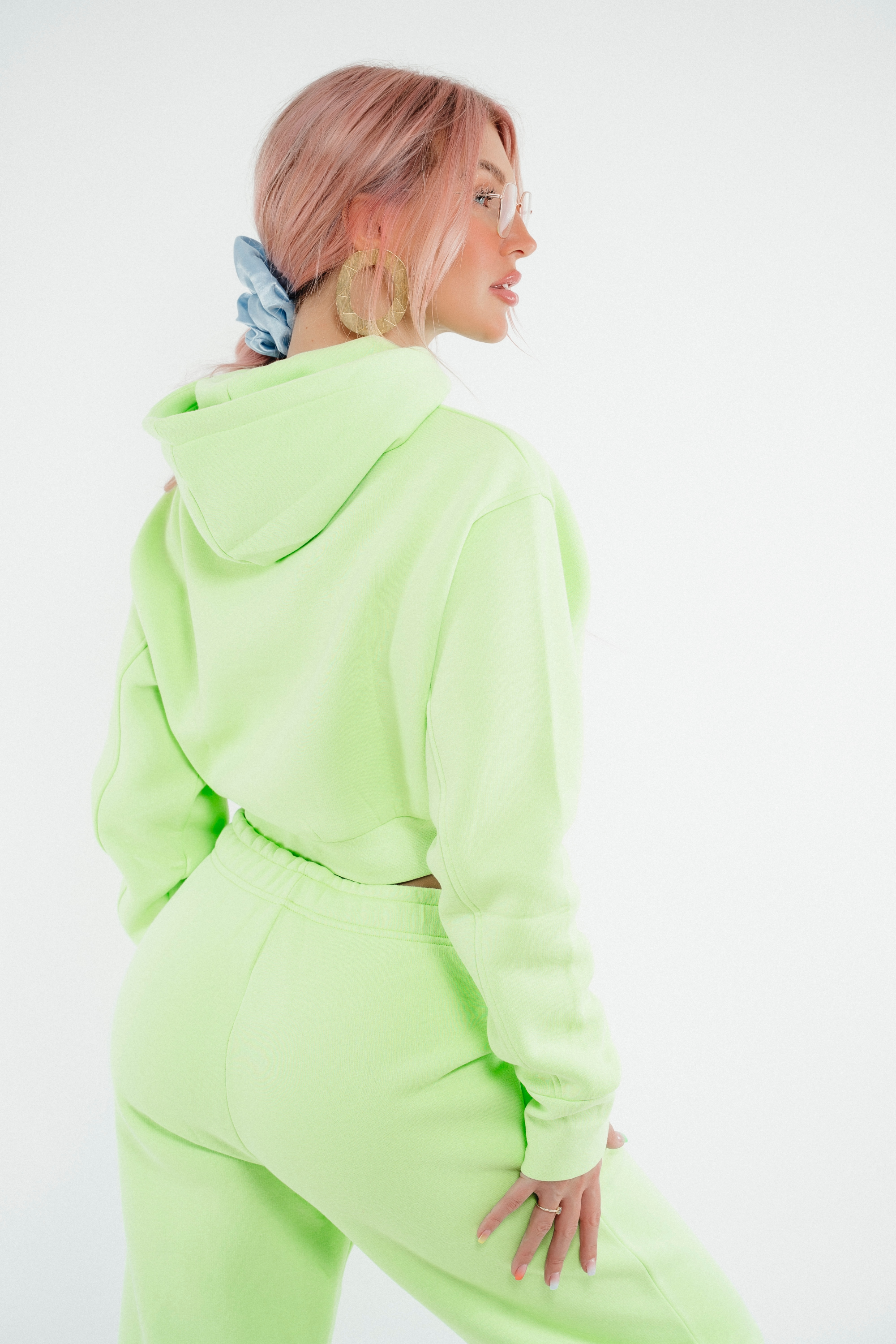 Crop Hoodie - grashopper green