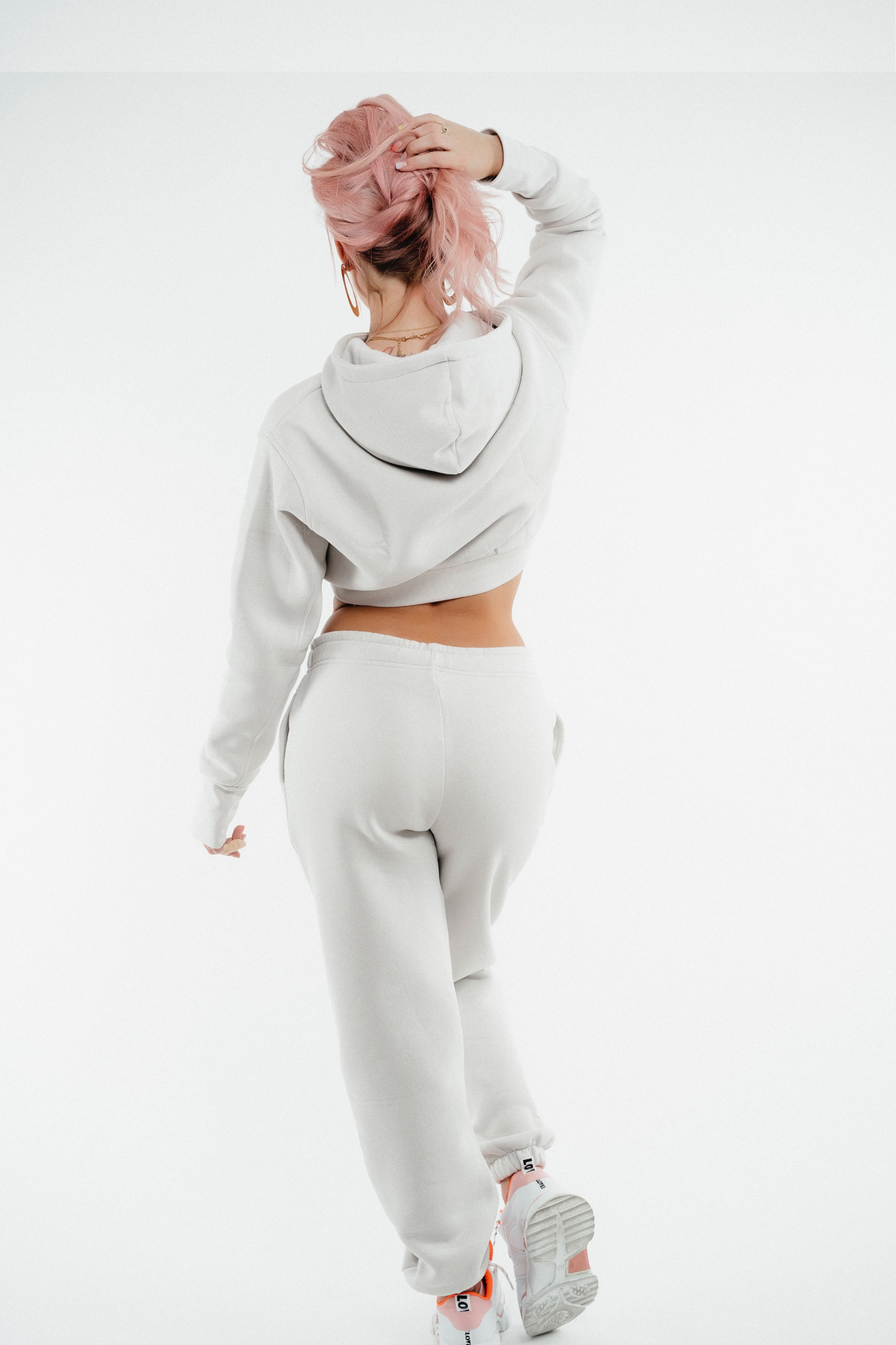 Crop Hoodie - goose grey