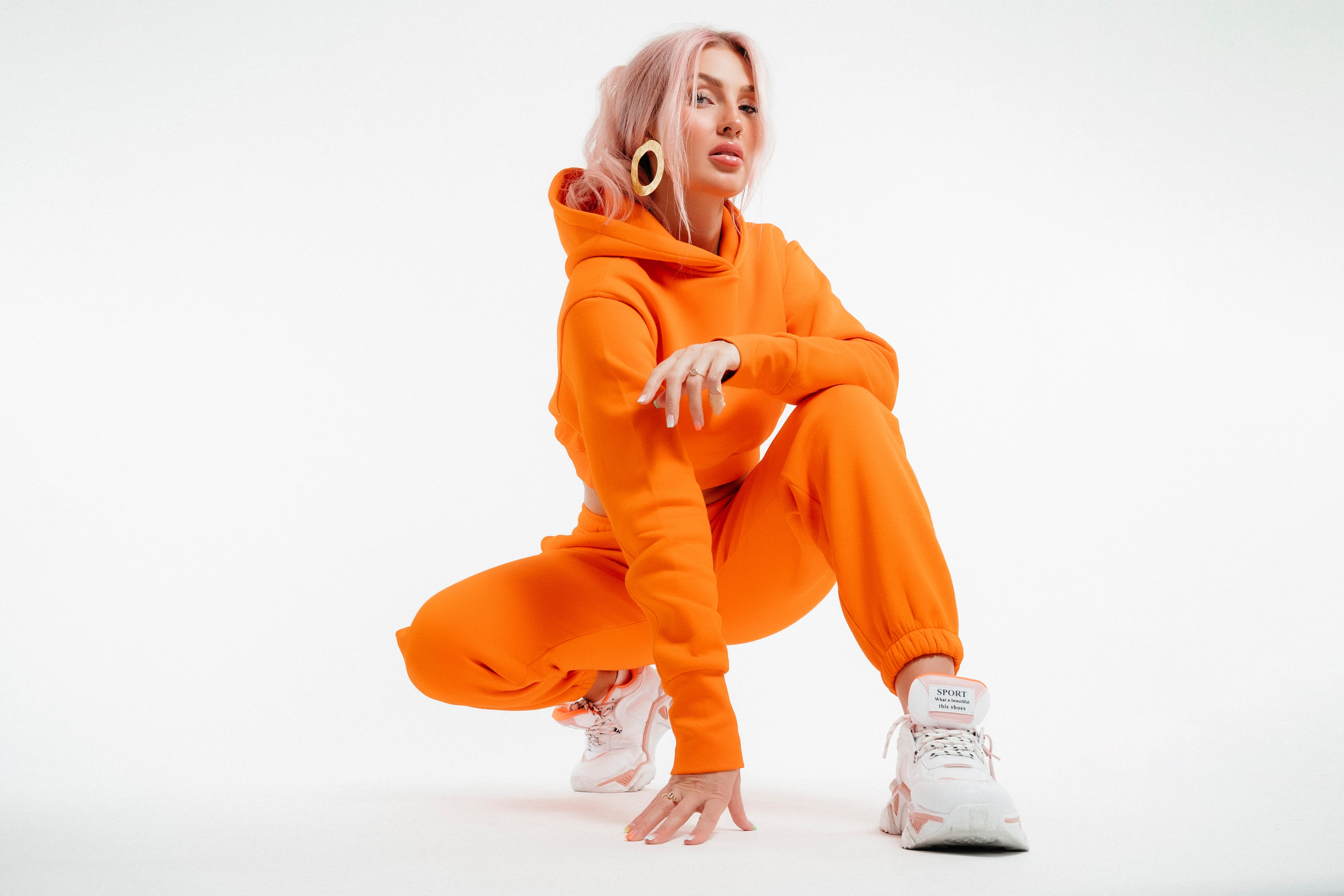 Crop Hoodie - happy orange