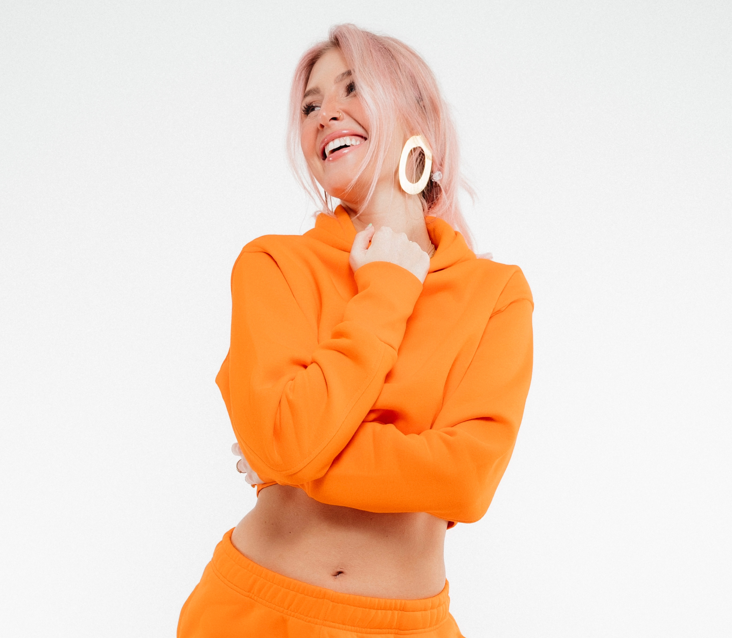 Crop Hoodie - happy orange